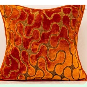Geometric Wave Orange Velvet Pillow Covers (2)